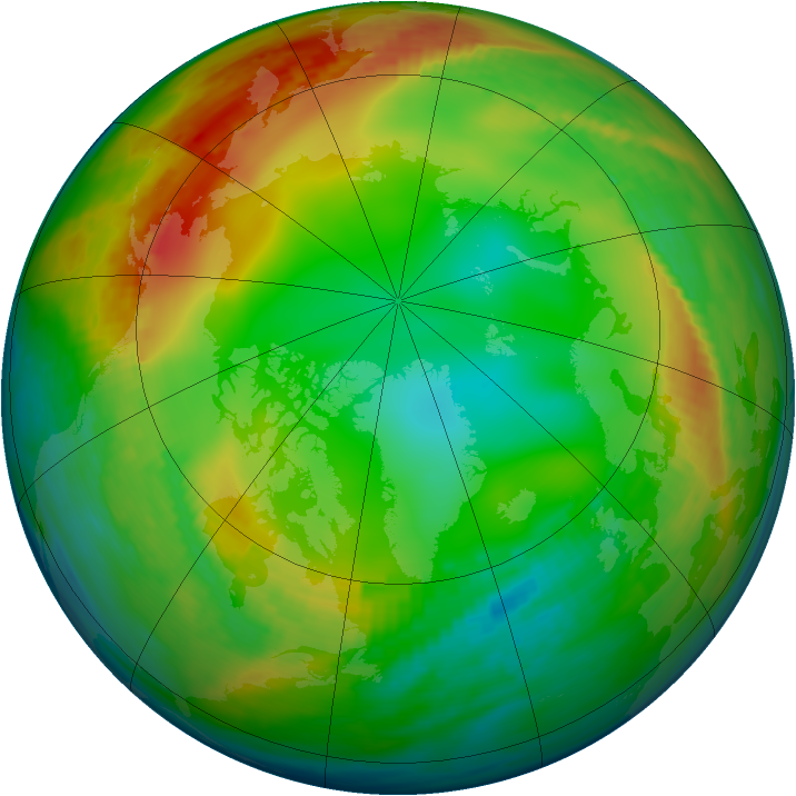 Arctic ozone map for 05 January 1984